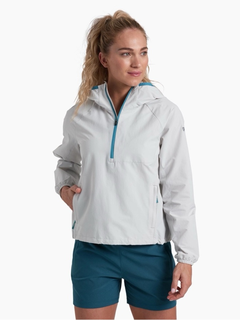 Kuhl Women's Wander 1/2 Zip Lightweight Hooded Pullover Mist Size Medium